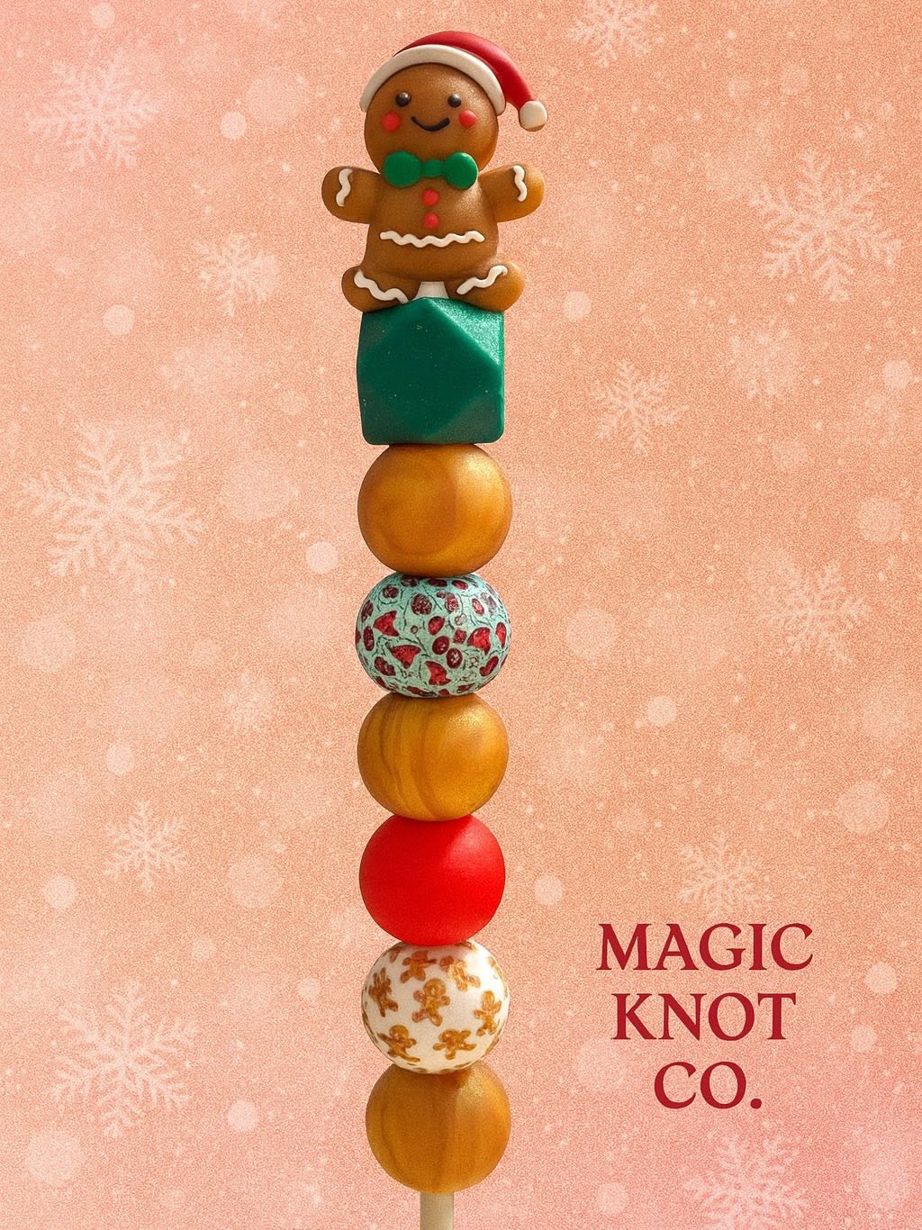 Xmas Gingerbread Man (silicone beaded crochet hook)